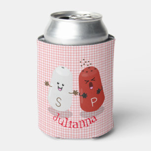 Cute kawaii salt and pepper shakers cartoon can cooler
