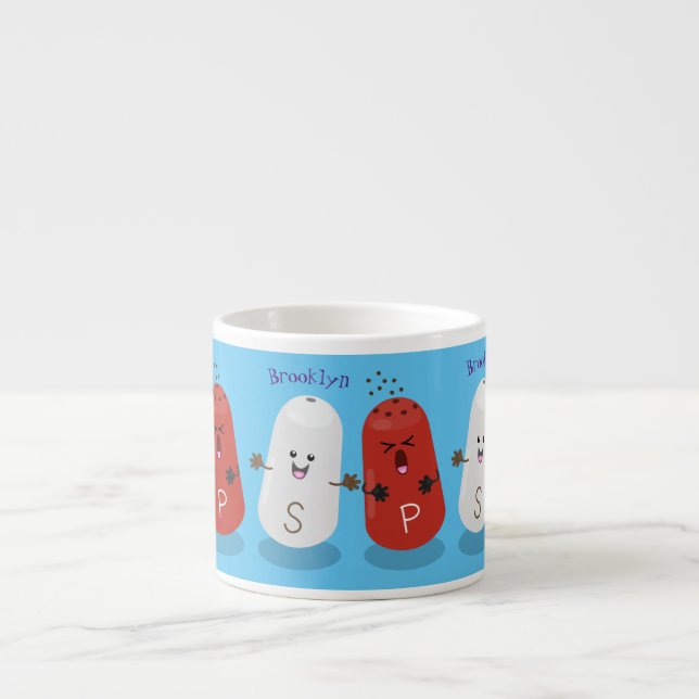 Cute kawaii salt and pepper shakers cartoon espresso cup (Front)
