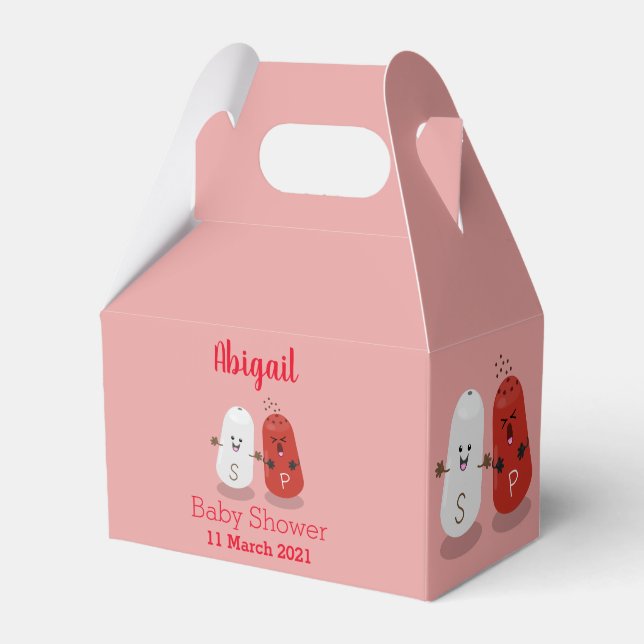 Cute kawaii salt and pepper shakers cartoon favor box (Front Side)