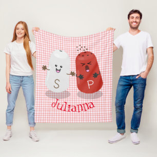 Cute kawaii salt and pepper shakers cartoon fleece blanket