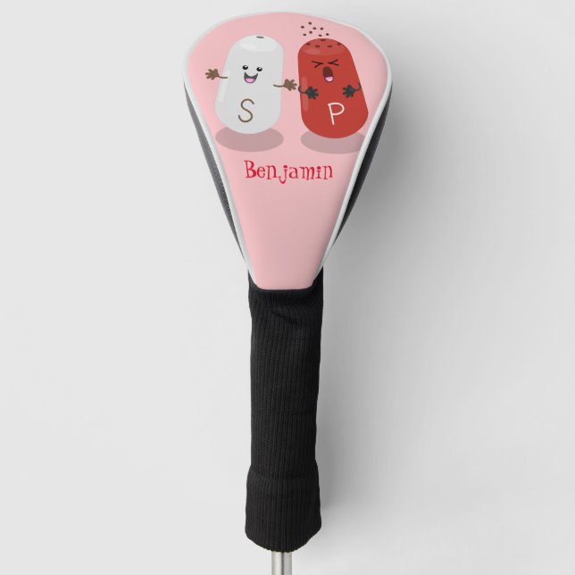 Cute kawaii salt and pepper shakers cartoon golf head cover (Front)