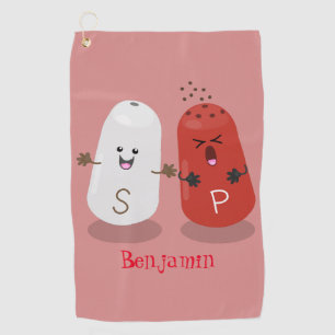 Cute kawaii salt and pepper shakers cartoon golf towel