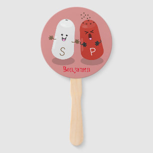 Cute kawaii salt and pepper shakers cartoon hand fan