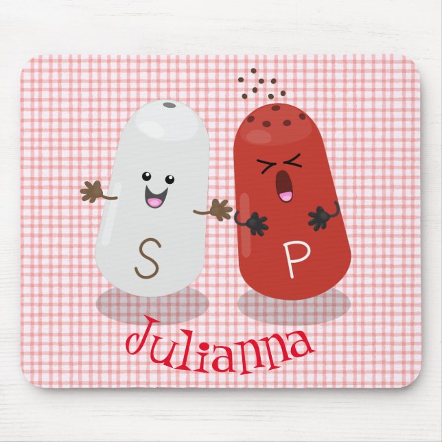 Cute kawaii salt and pepper shakers cartoon mouse pad (Front)