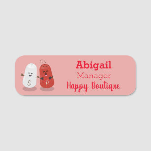 Cute kawaii salt and pepper shakers cartoon  name tag