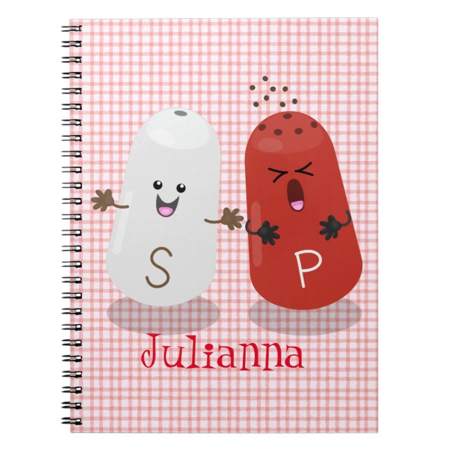 Cute kawaii salt and pepper shakers cartoon notebook (Front)