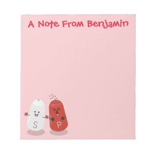 Cute kawaii salt and pepper shakers cartoon notepad