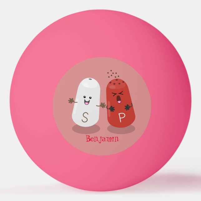 Cute kawaii salt and pepper shakers cartoon ping pong ball (Front)
