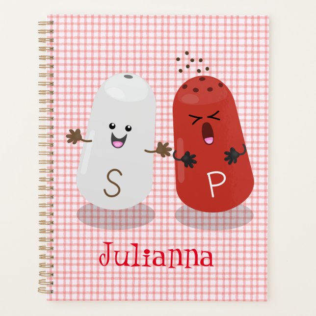 Cute kawaii salt and pepper shakers cartoon planner (Front)