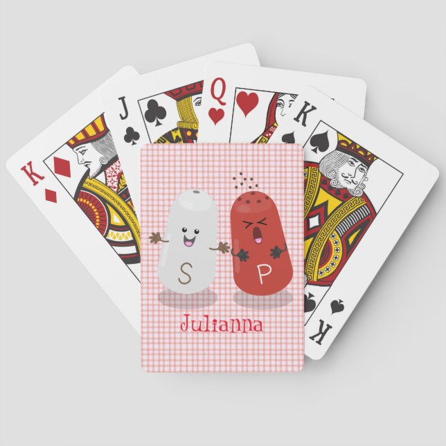 Cute kawaii salt and pepper shakers cartoon playing cards (Back)