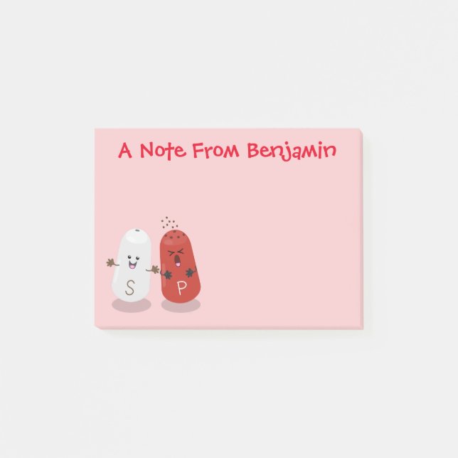 Cute kawaii salt and pepper shakers cartoon post-it notes (Front)
