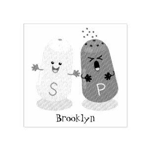 Cute kawaii salt and pepper shakers cartoon rubber stamp