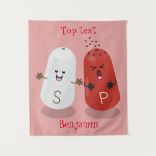 Cute kawaii salt and pepper shakers cartoon  tapestry