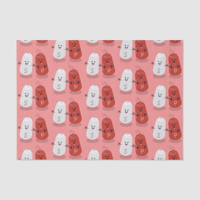 Cute kawaii salt and pepper shakers cartoon tissue paper (Front)