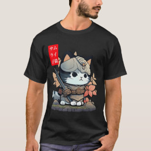 Cute Kawaii Samurai Warrior Kawaii Cat Japanese An T-Shirt