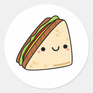 Cute Kawaii Sandwich Classic Round Sticker