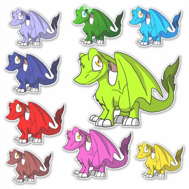 Cute Kawaii SD Furry Dragons Fantasy Illustration (Front)