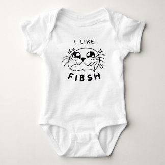 Cute Kawaii Seal Eating Fish Baby Bodysuit