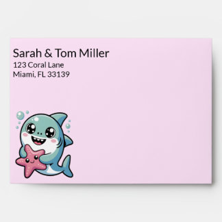 Cute Kawaii Shark and Starfish Sweet Invitation Envelope