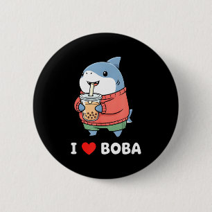 Cute Kawaii Shark Boba Tea Funny Bubble Tea Lover 2 Inch Round Button