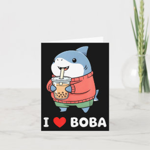 Cute Kawaii Shark Boba Tea Funny Bubble Tea Lover Card