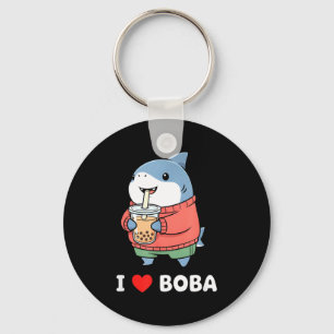 Cute Kawaii Shark Boba Tea Funny Bubble Tea Lover  Keychain