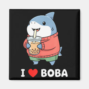 Cute Kawaii Shark Boba Tea Funny Bubble Tea Lover Magnet