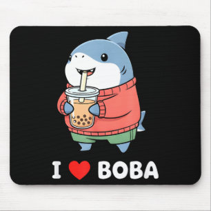 Cute Kawaii Shark Boba Tea Funny Bubble Tea Lover  Mouse Pad