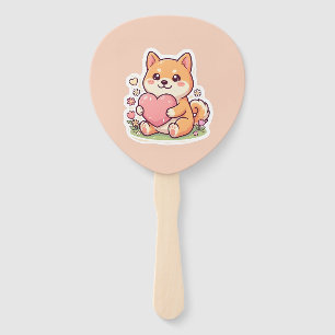 Cute Kawaii Shiba Inu Dog Heart Summer Hand Fan