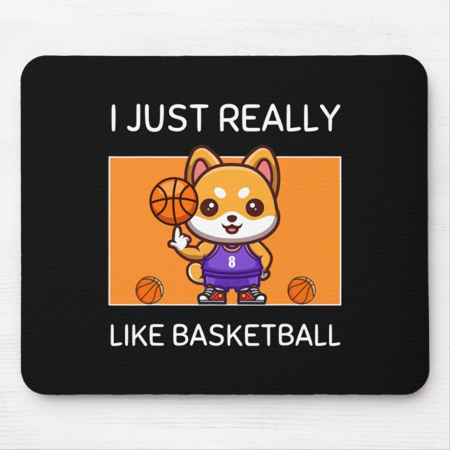 Cute Kawaii Shiba Inu I Just Really Like Basketbal Mouse Pad (Front)