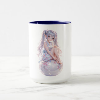Cute Kawaii Sitting Girl Portrait Mug