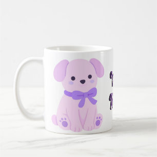 Cute Kawaii Sitting Lavender Puppy Bow Mug