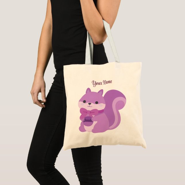 Cute Kawaii Sitting Lavender Squirrel Tote Bag (Front (Product))