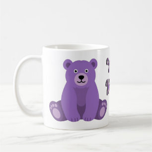 Cute Kawaii Sitting Purple Teddy Bear Mug