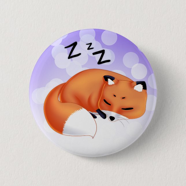 Cute Kawaii Sleeping cartoon fox 2 Inch Round Button (Front)