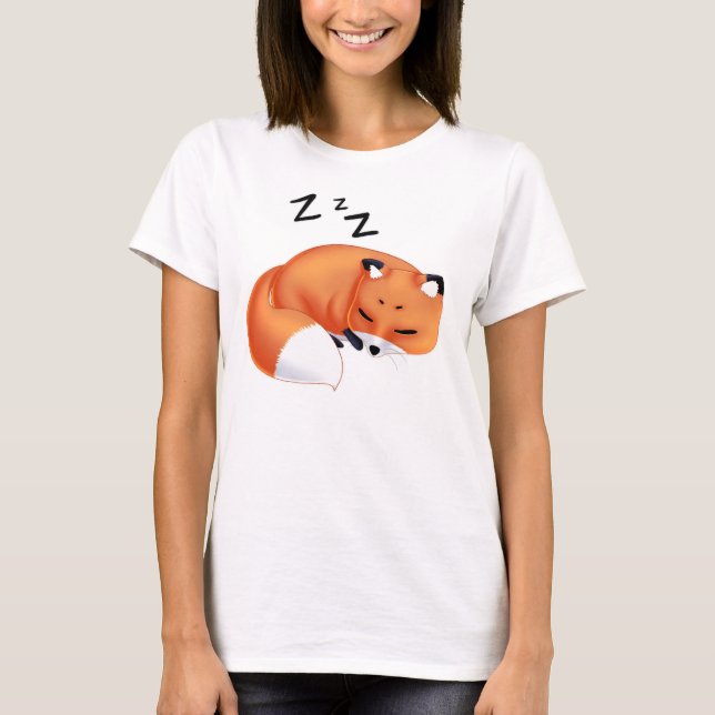Cute Kawaii Sleeping cartoon fox T-Shirt (Front)
