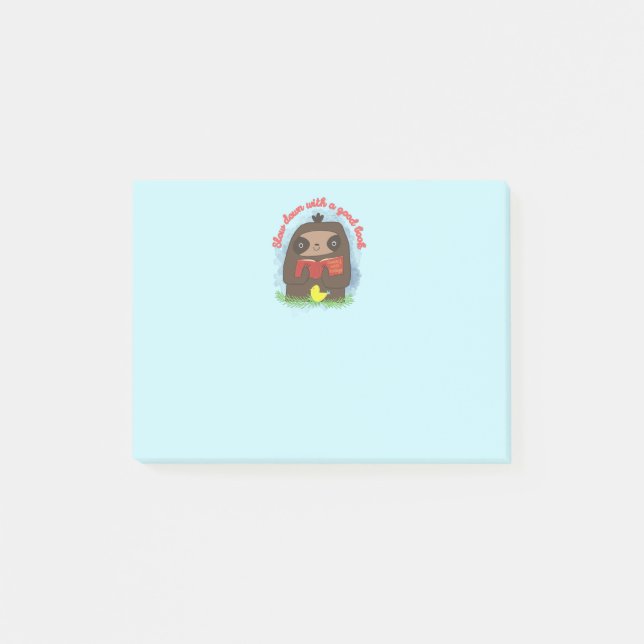 Cute Kawaii Sloth Book Lovers Post-it Notes (Front)