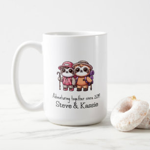 Cute Kawaii Sloth Couple Adventuring Together Coffee Mug