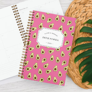 Cute Kawaii Smiling Avocado Pattern Personalized Planner