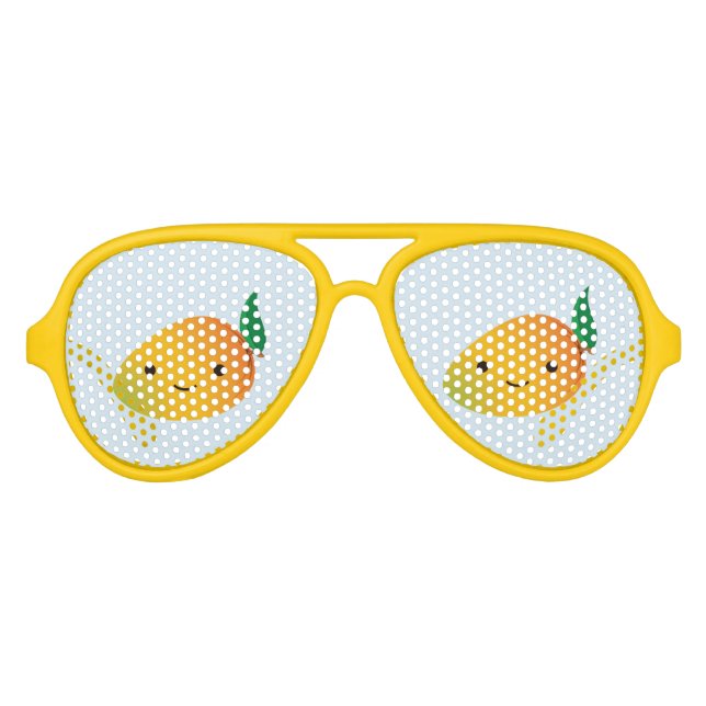 Cute Kawaii Smiling Mango Aviator Sunglasses (Front)