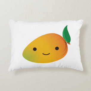 Cute Kawaii Smiling Mango Decorative Pillow