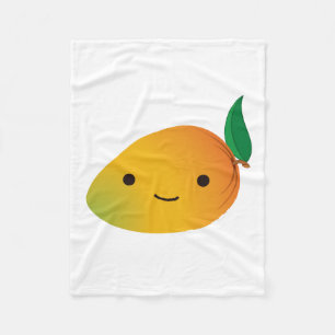 Cute Kawaii Smiling Mango Fleece Blanket