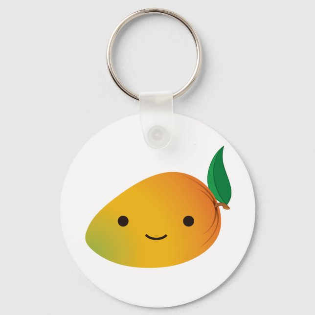 Cute Kawaii Smiling Mango Keychain (Front)