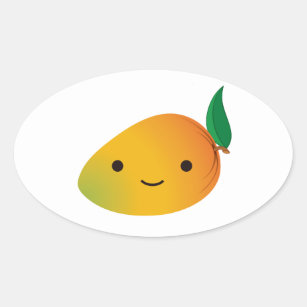 Cute Kawaii Smiling Mango Oval Sticker