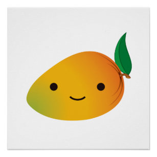 Cute Kawaii Smiling Mango Poster