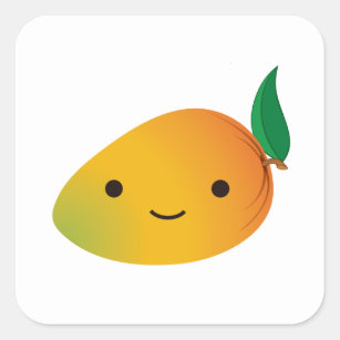 Cute Kawaii Smiling Mango Square Sticker