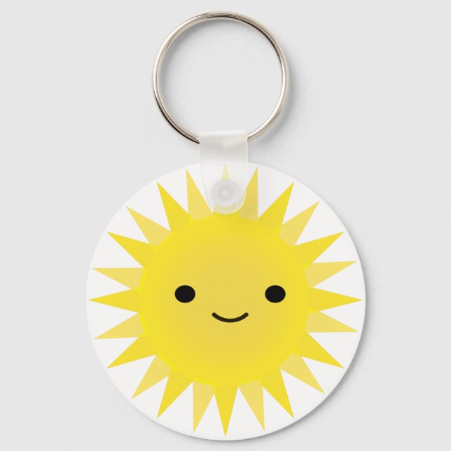 Cute Kawaii Smiling Sun Keychain (Front)
