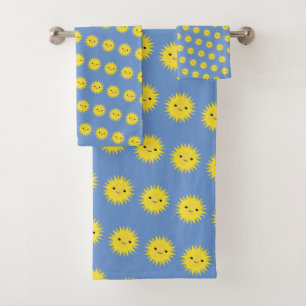 Cute Kawaii Smiling Sun Pattern Bath Towel Set
