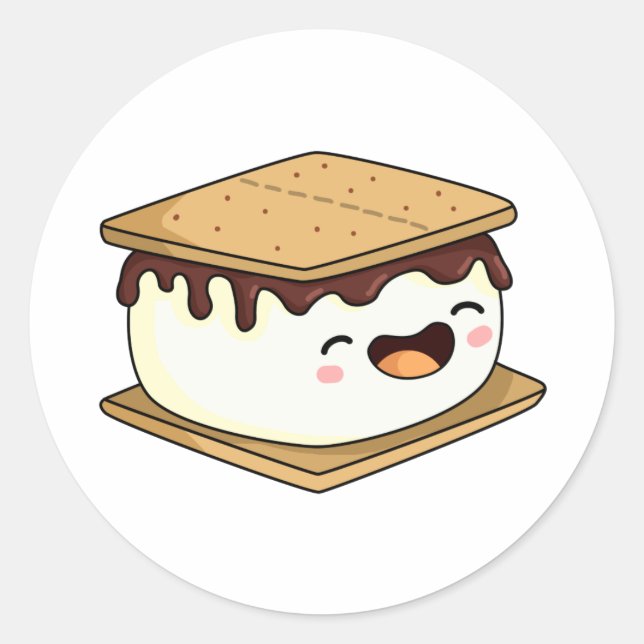 Cute Kawaii Smore Classic Round Sticker (Front)