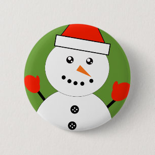 Cute Kawaii Snowman 2 Inch Round Button